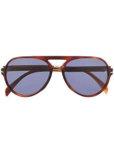 DAVID BECKHAM EYEWEAR солнцезащитные очки-авиаторы черепаховой расцветки DB7005S
