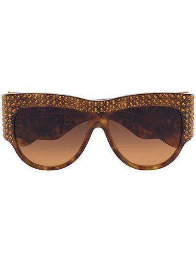 Gucci Eyewear массивные солнцезащитные очки в черепаховой оправе с кристаллами GG0144S003