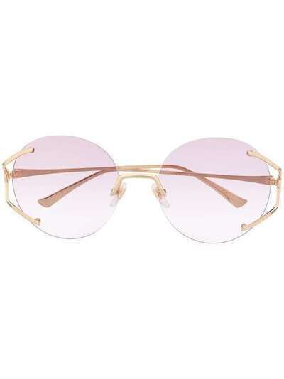 Gucci Eyewear круглые солнцезащитные очки без оправы GG0645S003