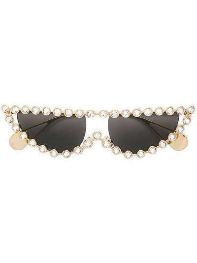 Gucci Eyewear "солнцезащитные очки в оправе ""кошачий глаз"" с отделкой" GG0364S002GOLD
