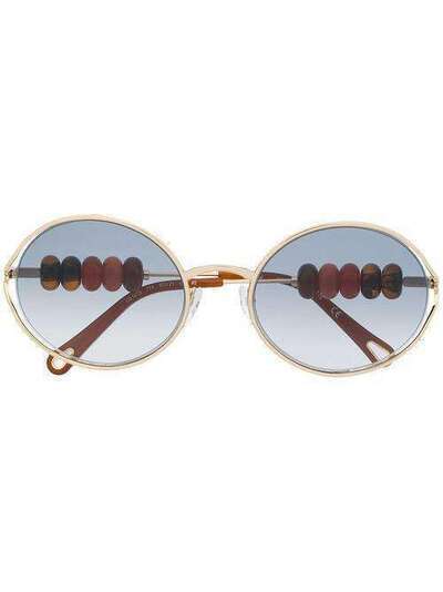 Chloé Eyewear солнцезащитные очки в круглой оправе с бусинами CE167S