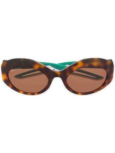 Balenciaga Eyewear солнцезащитные очки в круглой оправе черепаховой расцветки BB0053S