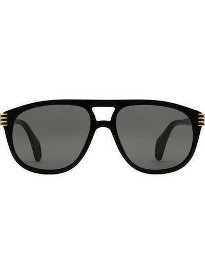 Gucci Eyewear солнцезащитные очки-авиаторы с отделкой Web 573249J0740