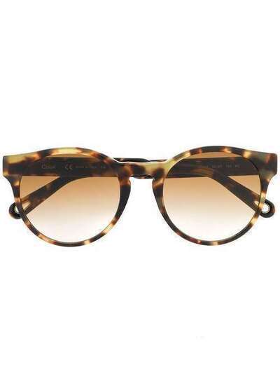 Chloé Eyewear круглые солнцезащитные очки черепаховой расцветки CE753S