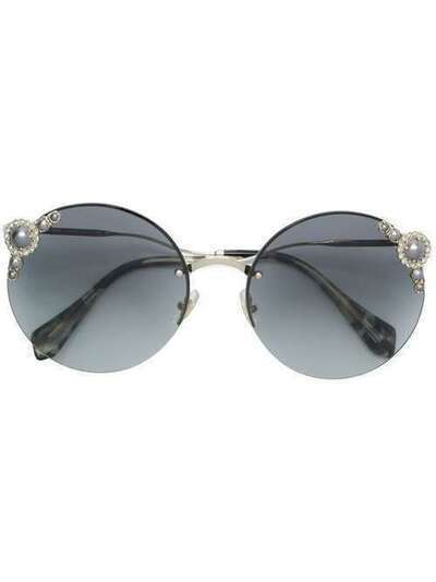 Miu Miu Eyewear солнцезащитные очки в круглой оправе с жемчугом MU52TSWO43M1