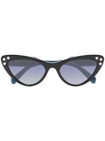 Miu Miu Eyewear солнцезащитные очки в оправе 'кошачий глаз' со стразами SMU05TE1AB