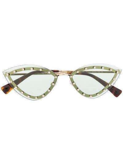 Valentino Eyewear солнцезащитные очки в овальной оправе с заклепками 0VA20333003262