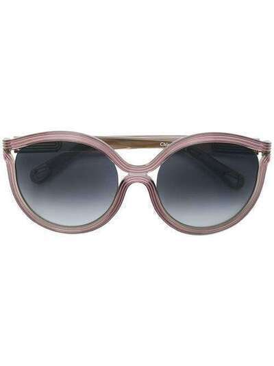 Chloé Eyewear солнцезащитные очки в полосатой квадратной оправе CHLSCE73864357