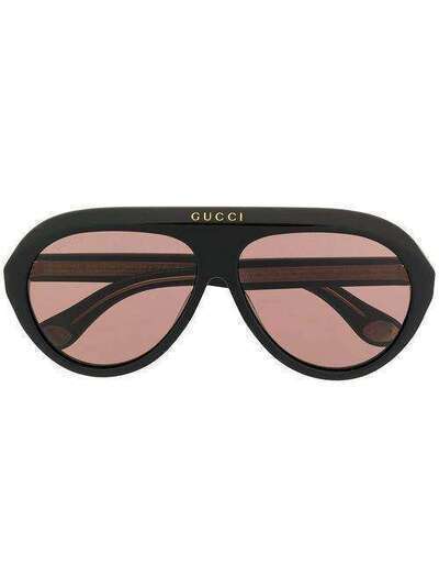 Gucci Eyewear солнцезащитные очки Navigator Double G GG0479S001