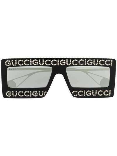 Gucci Eyewear декорированные солнцезащитные очки с логотипом GG0431S001