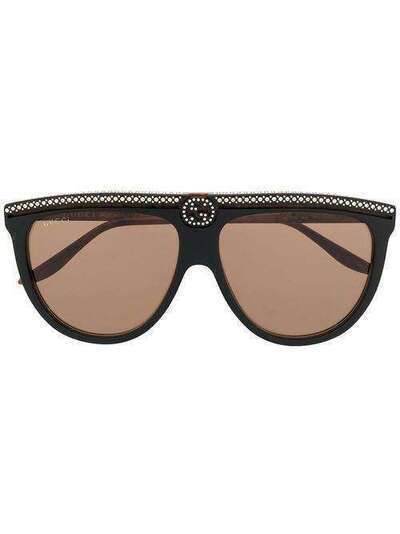 Gucci Eyewear солнцезащитные очки-авиаторы со стразами GG0732S005