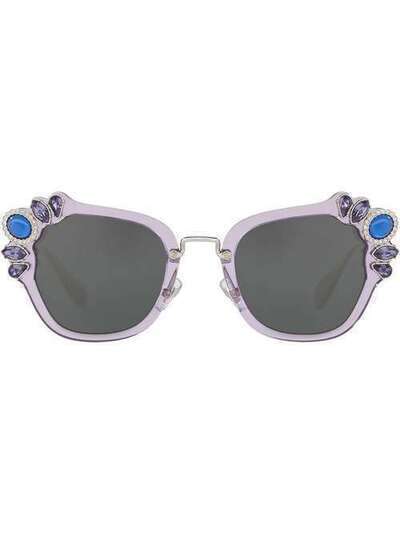Miu Miu Eyewear солнцезащитные очки с украшением из кристаллов SMU03SEU69