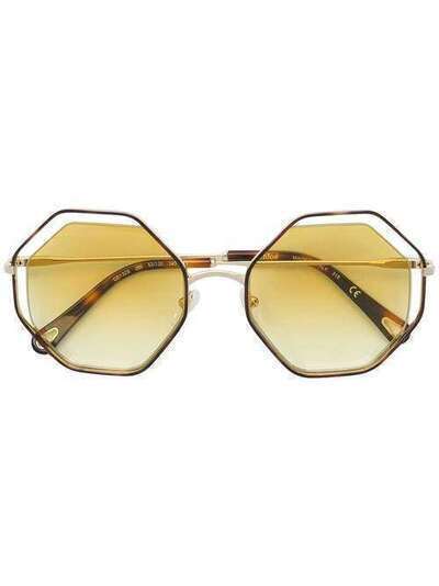Chloé Eyewear солнцезащитные очки в восьмиугольной черепаховой оправе CE132S