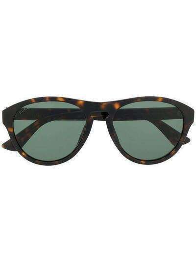 Gucci Eyewear солнцезащитные очки в круглой оправе черепаховой расцветки GG0747S003