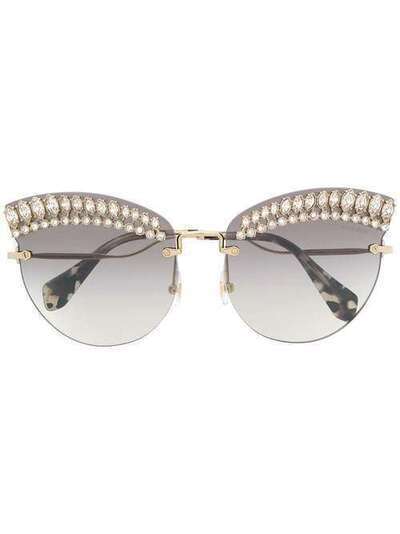 Miu Miu Eyewear солнцезащитные очки с отделкой кристаллами SMU58TEE93