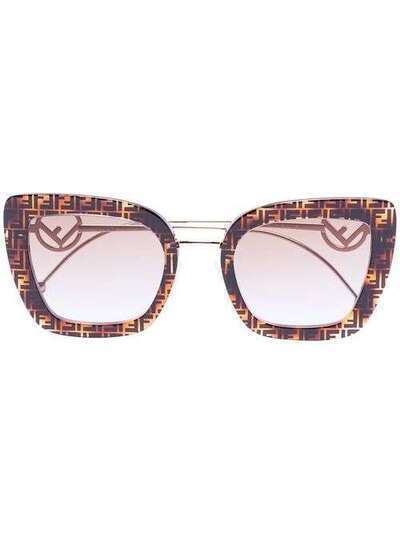 Fendi Eyewear солнцезащитные очки Havana с логотипом FF