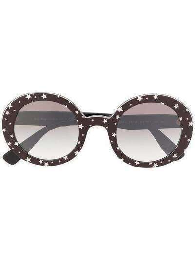 Miu Miu Eyewear солнцезащитные очки в круглой оправе с принтом MU06US