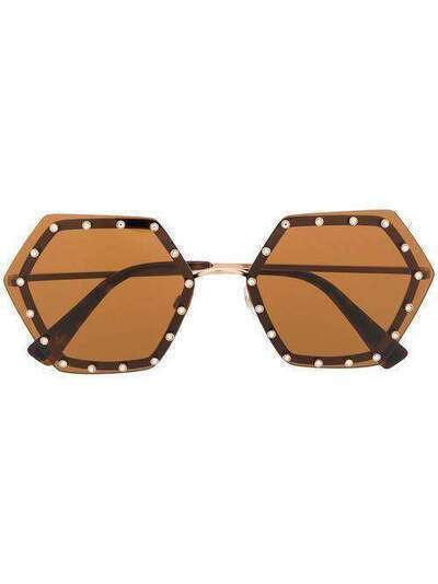 Valentino Eyewear солнцезащитные очки в шестиугольной оправе VA2035