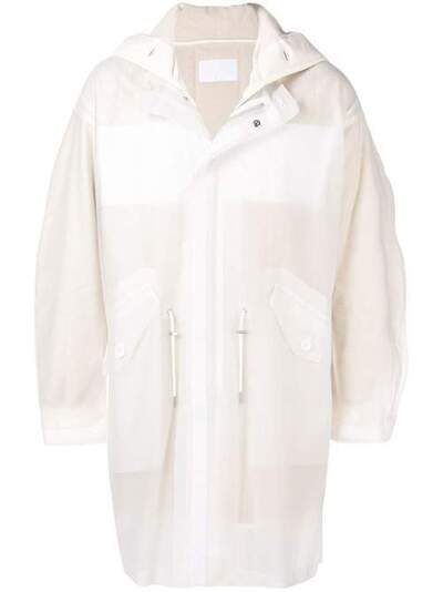 Helmut Lang удлиненное прозрачное пальто с капюшоном I07HM403