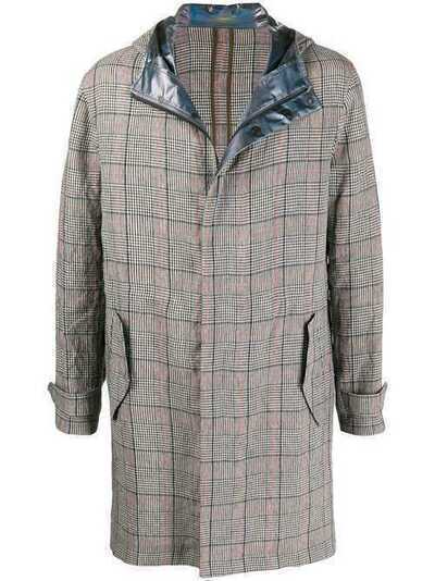 Emporio Armani клетчатое пальто с капюшоном 51L23051230