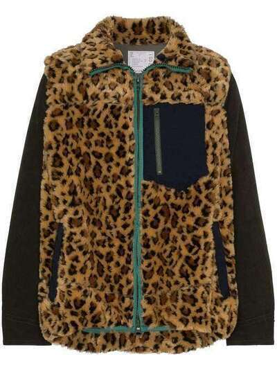 Sacai куртка с искусственным мехом и леопардовым принтом 1902051M