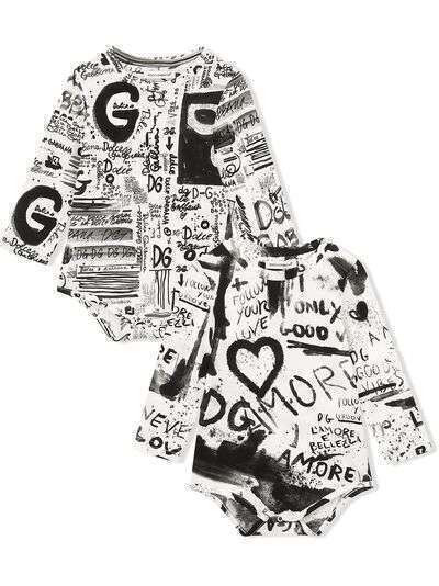 Dolce & Gabbana Kids комплект боди с принтом граффити