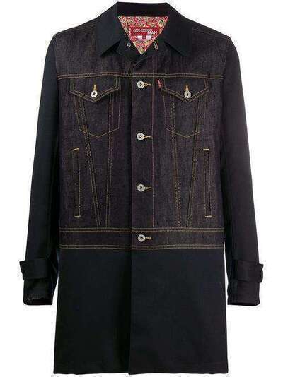 Junya Watanabe MAN пальто с джинсовой вставкой WEC001S20