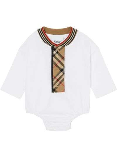 Burberry Kids боди с окантовкой в клетку Vintage Check