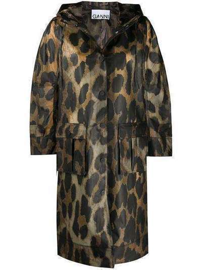GANNI пальто с капюшоном и леопардовым принтом F4726
