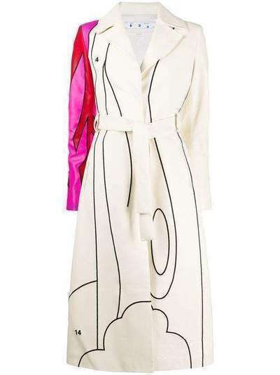 Off-White пальто с графичным принтом и поясом OWJA030S20LEA0010132