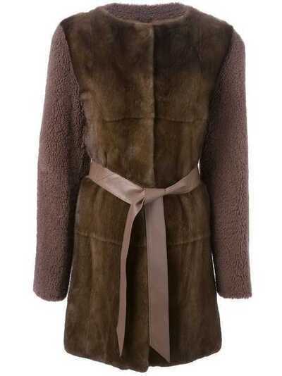 Liska пальто с контрастным передом и поясом 9929008