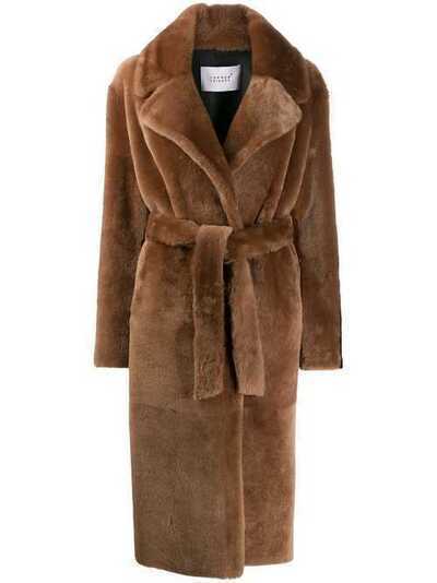 Common Leisure длинное пальто с поясом 31914LOVE18STRIPE