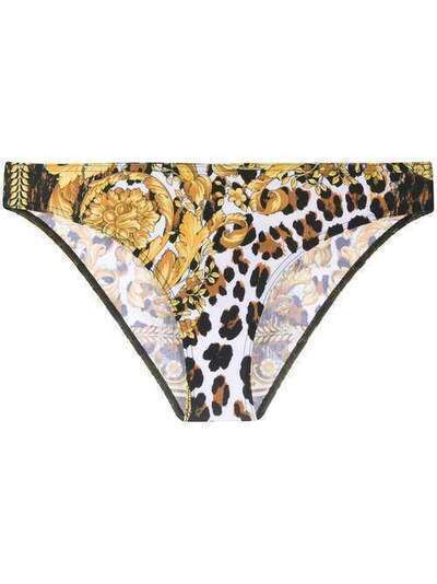 Versace плавки бикини с узором Baroque и леопардовым принтом ABD08009A232995