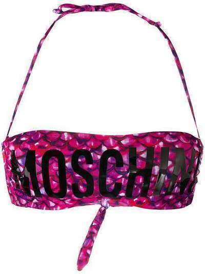 Moschino logo print bikini top A57122128