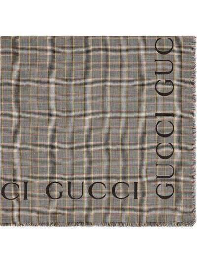 Gucci клетчатая шаль с логотипом 5724194G059