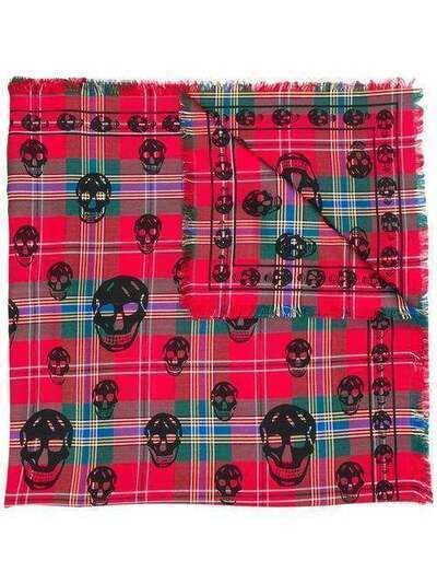 Alexander McQueen клетчатый шарф с принтом Skull 5720184945Q