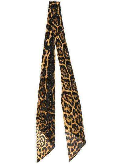 Saint Laurent шарф с леопардовым принтом и заклепками 6045723Y200
