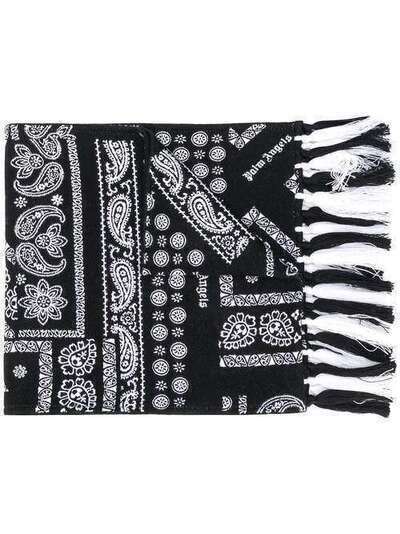 Palm Angels шарф с принтом и бахромой PMMA015E20KNI0011001