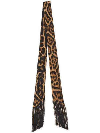 Saint Laurent узкий шарф с леопардовым принтом 6045693Y200