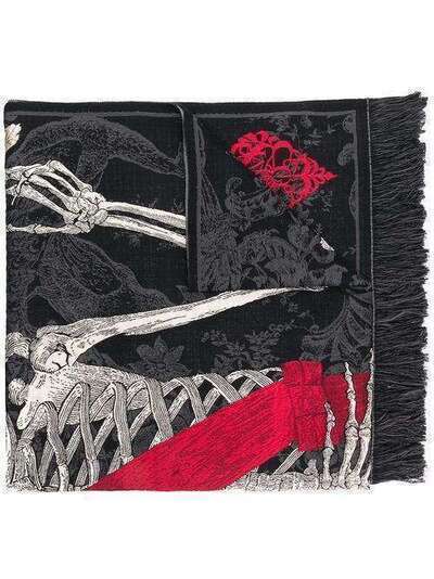 Alexander McQueen жаккардовая шаль Queen of Hearts Skeleton 6172013C41Q