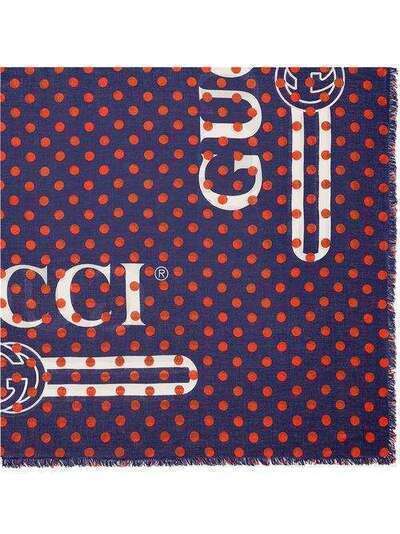 Gucci шаль в горох с логотипом 6231303G856