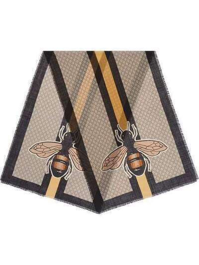 Gucci шаль с принтом пчел и логотипа GG 4955124G200