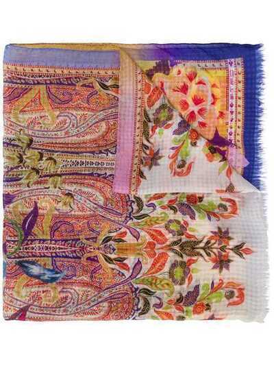 Etro платок с цветочным принтом и бахромой 100075615
