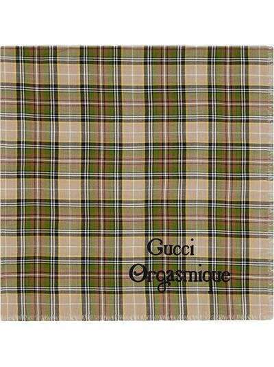 Gucci клетчатый шарф с вышивкой Gucci Orgasmique 6205474G200