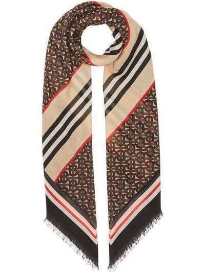 Burberry шарф с монограммой в полоску Icon Stripe 8019595