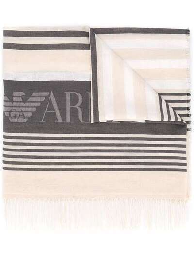 Emporio Armani шарф в полоску с бахромой 6352560P318