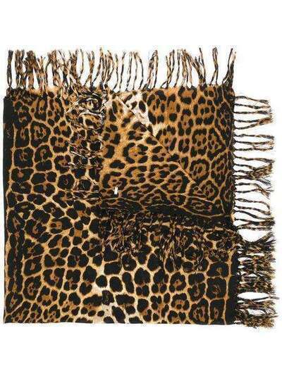 Saint Laurent шарф с леопардовым принтом 4989393Y044