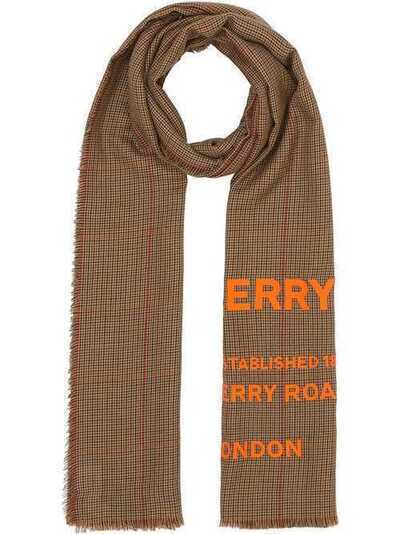 Burberry шарф в ломаную клетку с принтом Horseferry 8030717