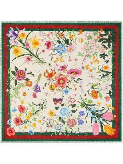 Gucci шаль с рисунком 'Flora Web' 4527163G345