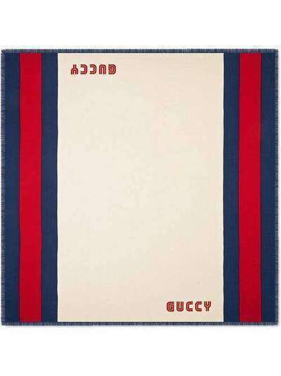 Gucci платок с логотипом Guccy и отделкой Web 5210984G364